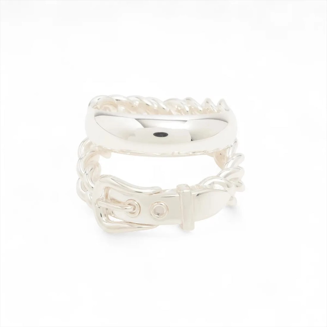 HERMES BOUCLES SERIE UNFLEXIBLES RING: Hermes Boucles Serie unflexibles Ring Brand: Hermes Type/Style: Ring Material: 925, Color: Silver Size: 6.75 - 7 US Accessories: None Accessories Notice: When purchasing pre-owned goods, p
