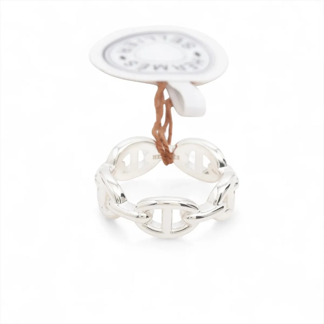 HERMES CHAINE D'ANCRE ENCHAINEE RING: Hermes Chaine d'Ancre Enchainee Ring Brand: Hermes Type/Style: Ring Material: 925, Color: Silver Size: 7.25 US Accessories: None Accessories Notice: When purchasing pre-owned goods, please