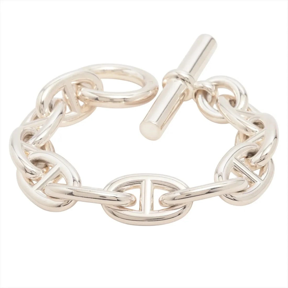 HERMES CHAINE D'ANCRE TGM BRACELET 925: Hermes Chaine d'Ancre TGM Bracelet 925 Brand: Hermes Type/Style: Bracelet Material: 925, Color: Silver Size: Bracelet length:14.5 Accessories: None Accessories Notice: When purchasing