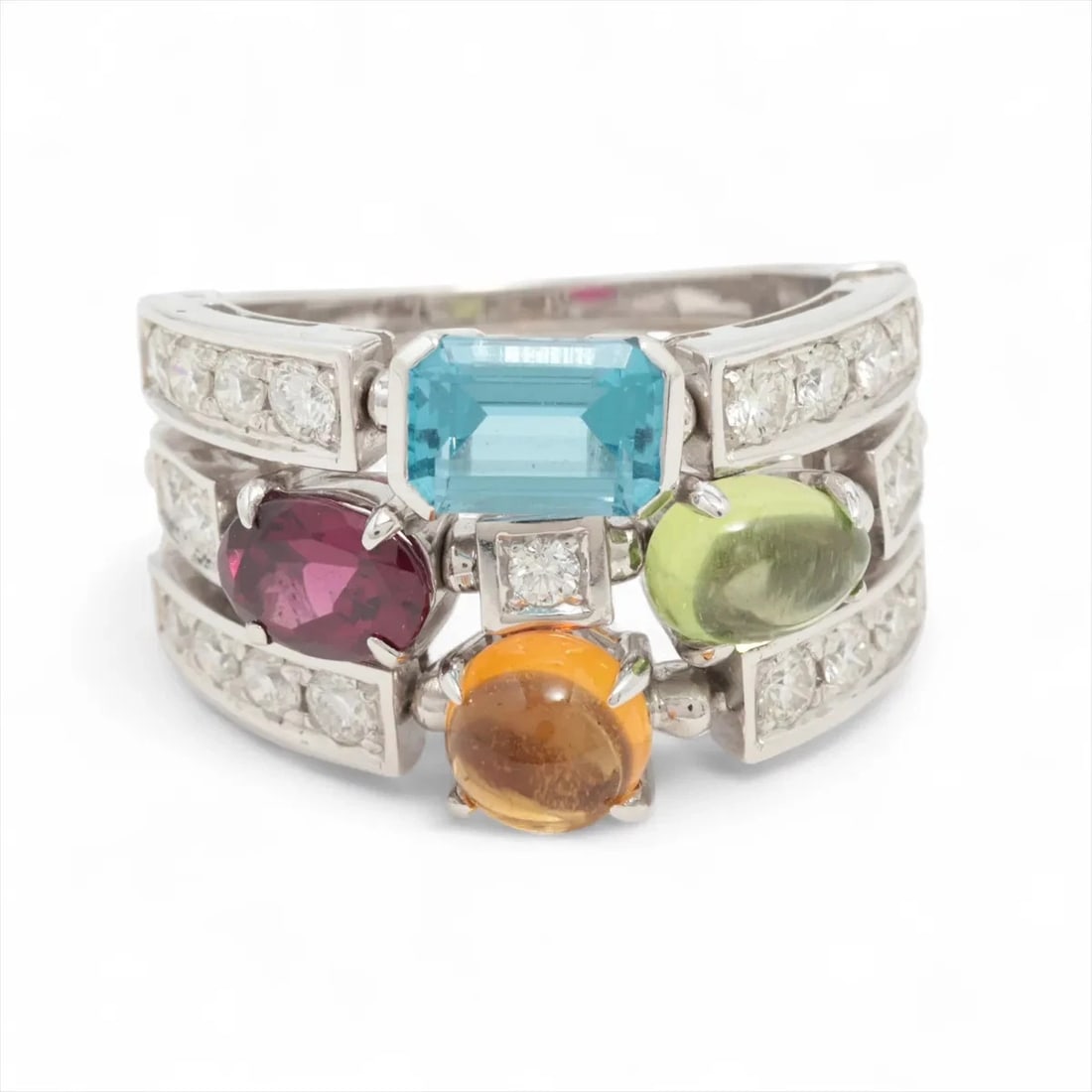 BVLGARI ALLEGRA MULTICOLOR DIAMOND RING: Bvlgari Allegra Multicolor diamond Ring Brand: Bvlgari Type/Style: Ring Material: 750(WG), Main Stone/Creation Natural Color: WG Size: 6.5 - 6.75 US Accessories: None Accessories Notice: W