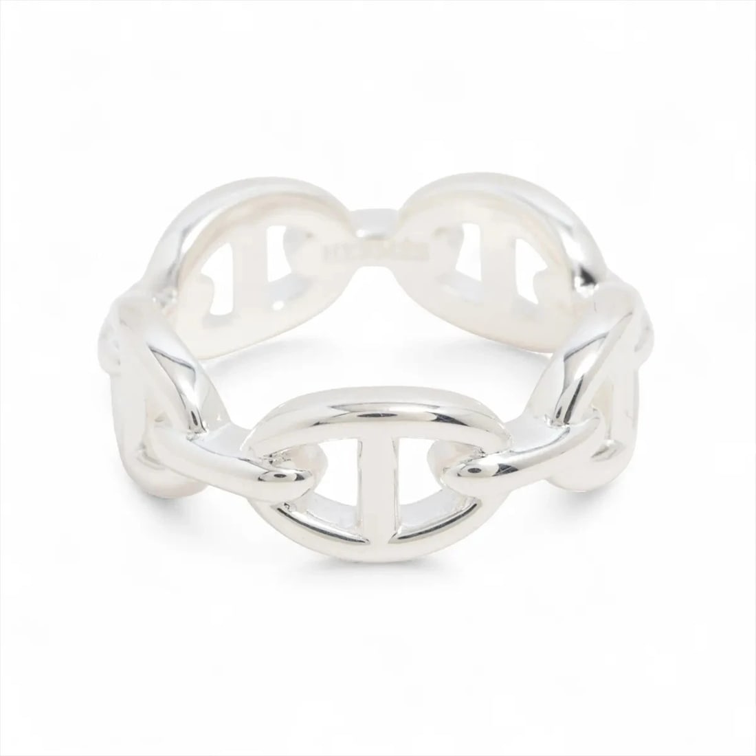 HERMES CHAINE D'ANCRE ENCHAINEE RING: Hermes Chaine d'Ancre Enchainee Ring Brand: Hermes Type/Style: Ring Material: 925, Color: Silver Size: 6.25 - 6.5 US Accessories: None Accessories Notice: When purchasing pre-owned goods,