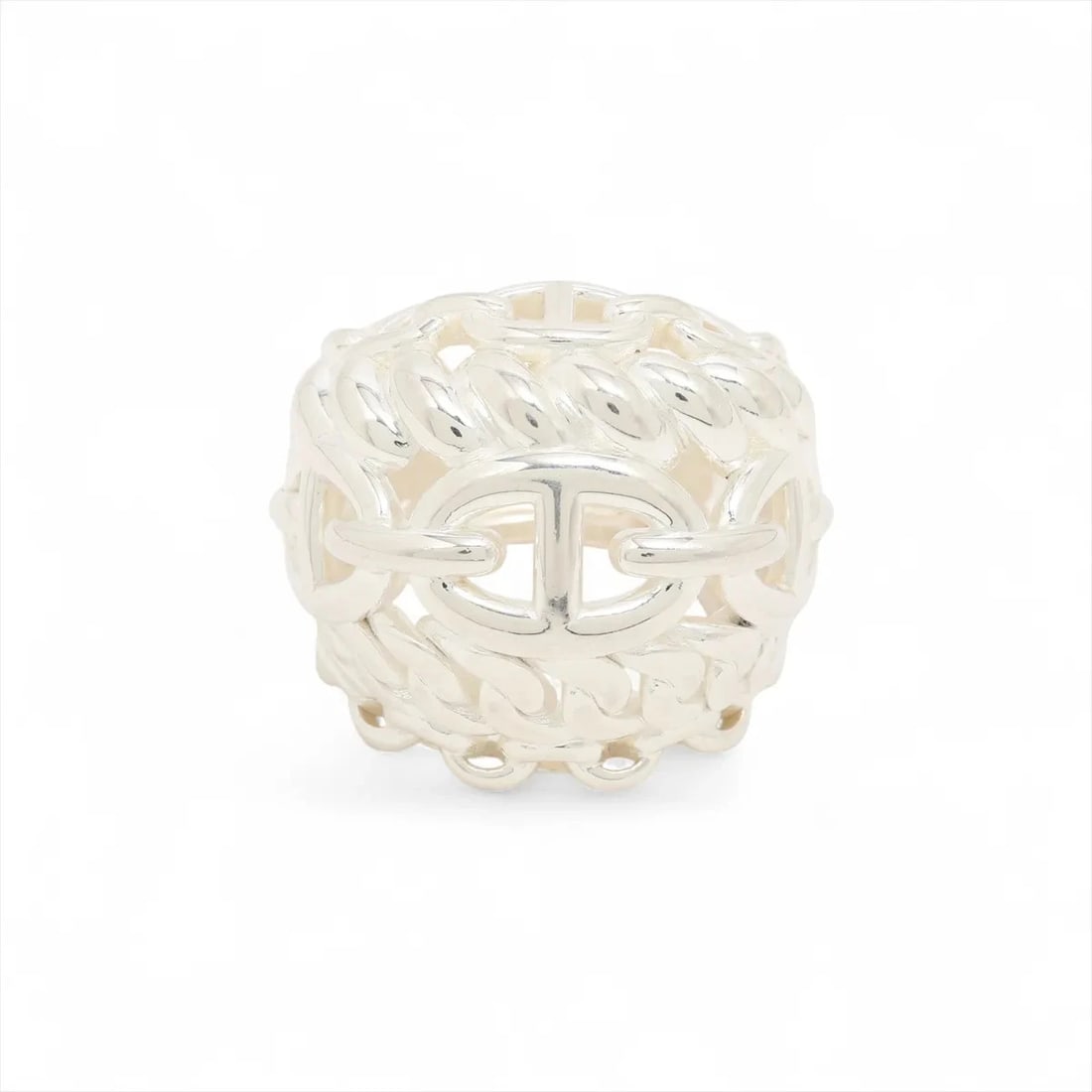 HERMES CHAINE D'ANCRE ENCHAINEE TGM RING: Hermes Chaine d'Ancre Enchainee TGM Ring Brand: Hermes Type/Style: Ring Material: 925, Color: Silver Size: 5.5 - 5.75 US Accessories: None Accessories Notice: When purchasing pre-owned goods,