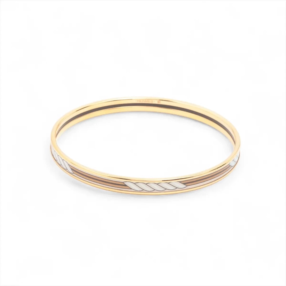 HERMES ENAMEL BANGLE GP×ENAMEL BEIGE X GOLD: Hermes Enamel Bangle GP×Enamel Beige x gold Brand: Hermes Type/Style: Bracelet Material: GP×Enamel, Color: Beige x gold Size: Bracelet length:19 Accessories: None Accessories Notice: When
