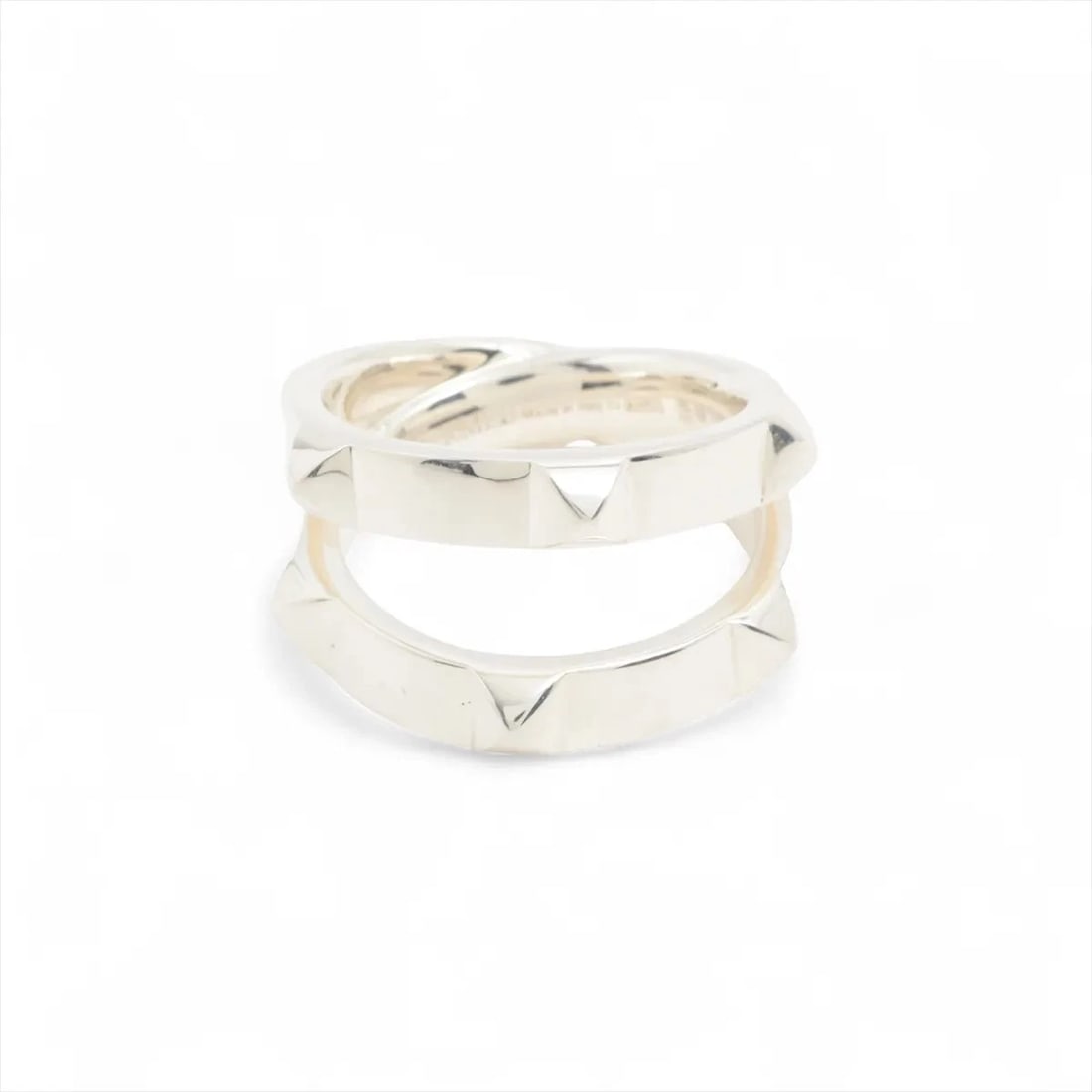 HERMES CRUDU H DOUBLE RING 925 SILVER: Hermes Crudu H double Ring 925 Silver Brand: Hermes Type/Style: Ring Material: 925, Color: Silver Size: 6.25 - 6.5 US Accessories: None Accessories Notice: When purchasing pre-owned goods,