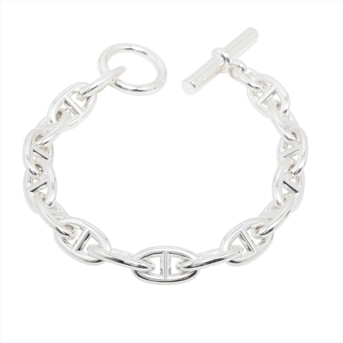 HERMES CHAINE D'ANCRE GM BRACELET: Hermes Chaine d'Ancre GM Bracelet Brand: Hermes Type/Style: Bracelet Material: 925, Color: Silver Size: Bracelet length:21.5 Accessories: None Accessories Notice: When purchasing pre-owned