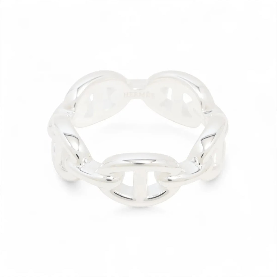 HERMES CHAINE D'ANCRE ENCHAINEE RING: Hermes Chaine d'Ancre Enchainee Ring Brand: Hermes Type/Style: Ring Material: 925, Color: Silver Size: 6 US Accessories: None Accessories Notice: When purchasing pre-owned goods, please refer