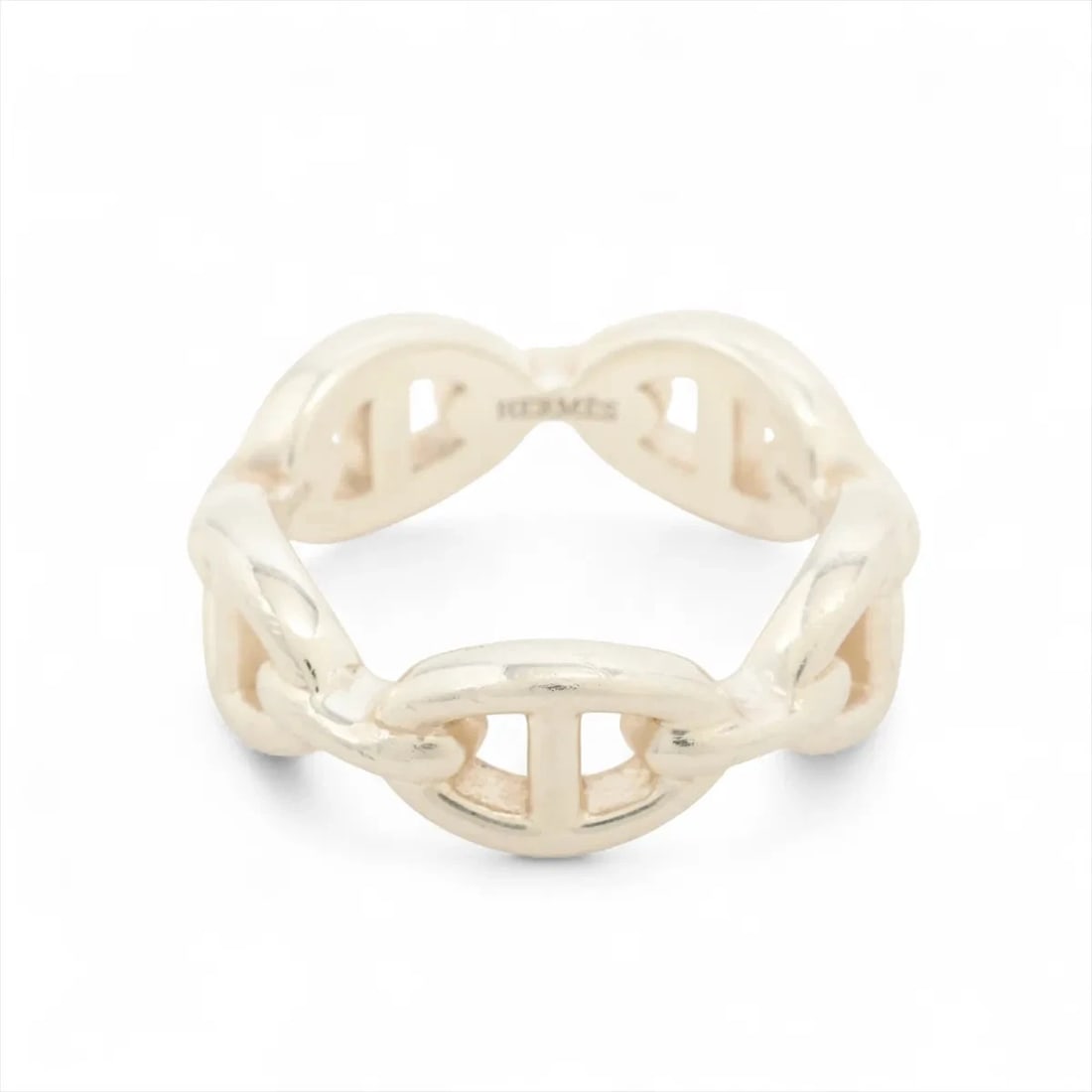 HERMES CHAINE D'ANCRE ENCHAINEE RING: Hermes Chaine d'Ancre Enchainee Ring Brand: Hermes Type/Style: Ring Material: 925, Color: Silver Size: 6 US Accessories: None Accessories Notice: When purchasing pre-owned goods, please re