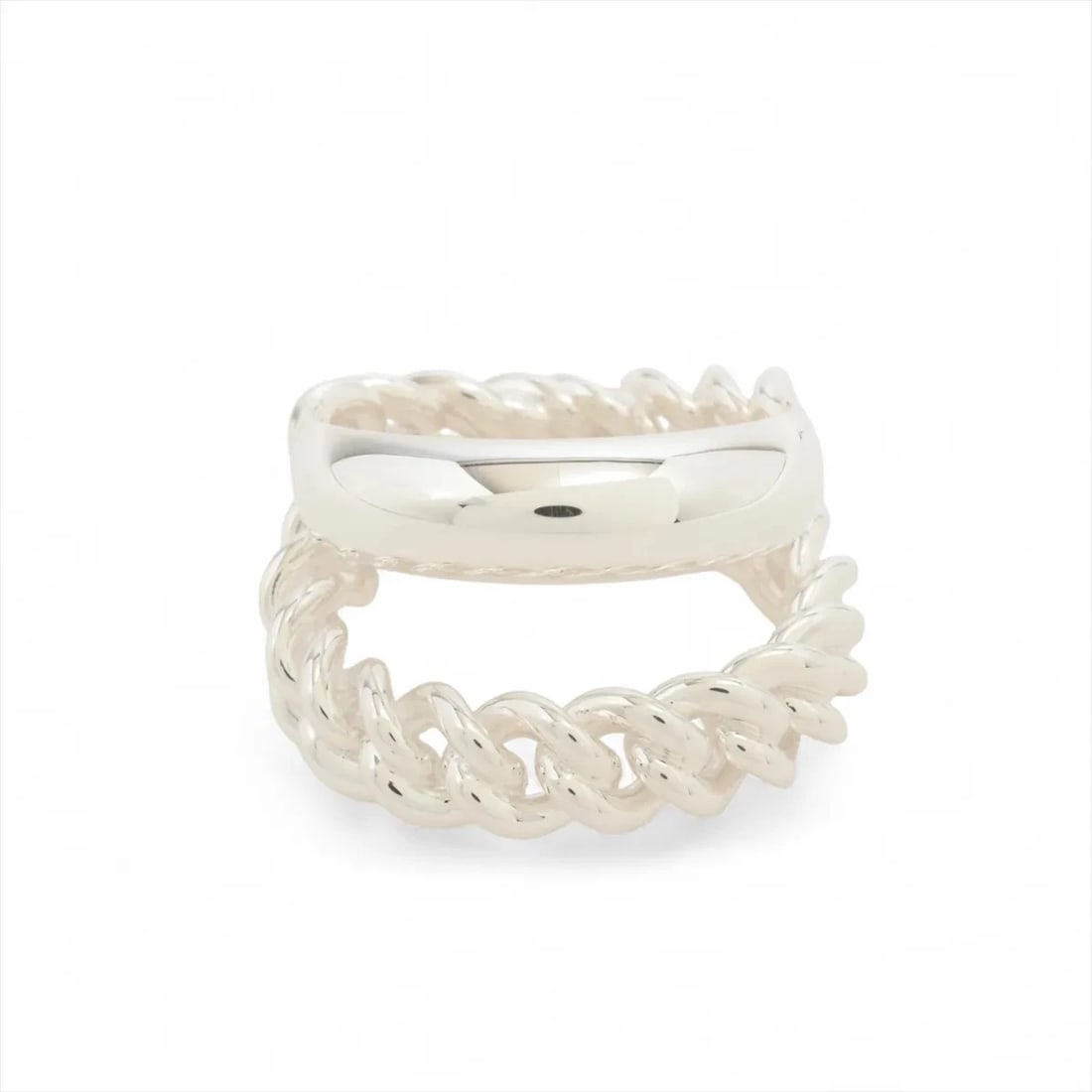 HERMES BOUCLES SERIE UNFLEXIBLES RING: Hermes Boucles Serie unflexibles Ring Brand: Hermes Type/Style: Ring Material: 925, Color: Silver Size: 6.5 - 6.75 US Accessories: None Accessories Notice: When purchasing pre-owned goods,