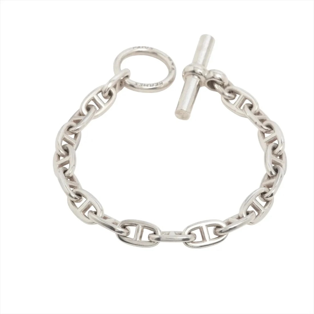 HERMES CHAINE D'ANCRE PM BRACELET: Hermes Chaine d'Ancre PM Bracelet Brand: Hermes Type/Style: Bracelet Material: SV800, Color: Silver Size: Bracelet length:16.5 Accessories: None Accessories Notice: When purchasing pre-own