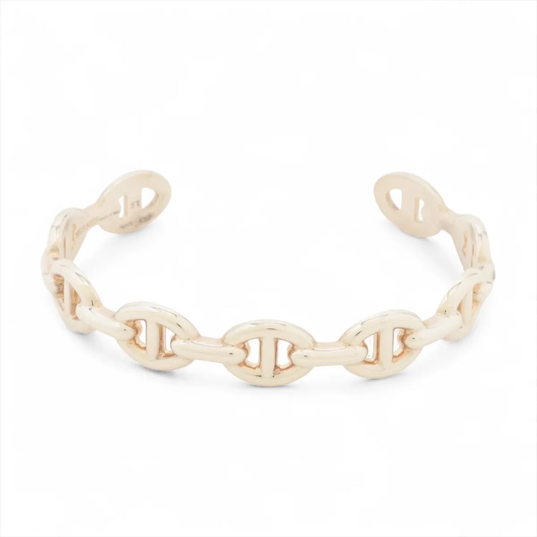 HERMES CHAINE D'ANCRE ENCHAINEE BANGLE: Hermes Chaine d'Ancre Enchainee Bangle Brand: Hermes Type/Style: Bracelet Material: 925, Color: Silver Size: Bracelet length:16 Accessories: None Accessories Notice: When purchasing pre-owned