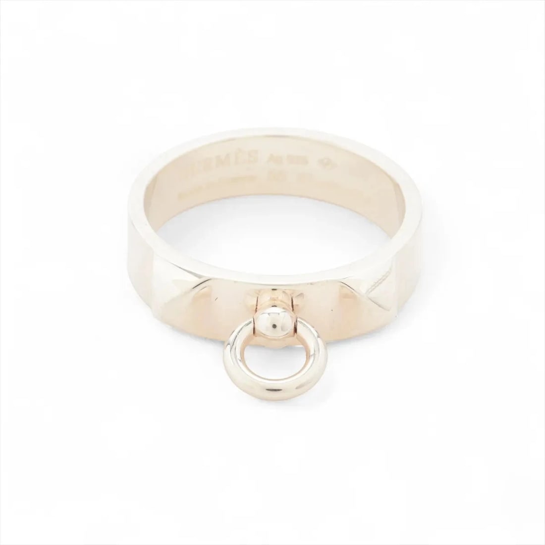 HERMES COLLIER DE CHIEN RING: Hermes Collier de Chien Ring Brand: Hermes Type/Style: Ring Material: 925, Color: Silver Size: 6.75 - 7 US Accessories: None Accessories Notice: When purchasing pre-owned goods, please ref