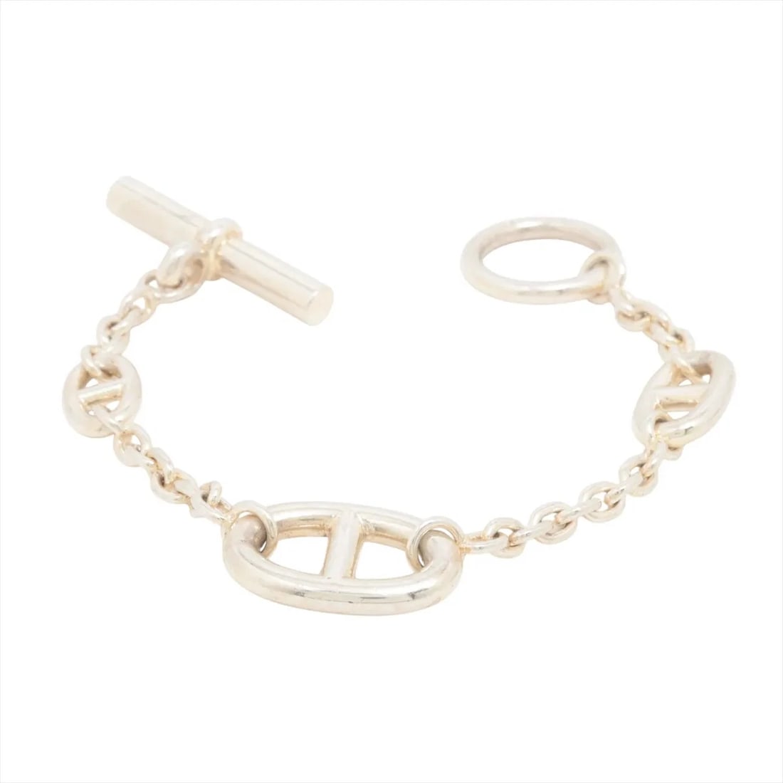 HERMES CHAINE D'ANCRE FARANDOLE BRACELET: Hermes Chaine d'Ancre Farandole Bracelet Brand: Hermes Type/Style: Bracelet Material: 925, Color: Silver Size: Bracelet length:14.5 Accessories: None Accessories Notice: When purchasing