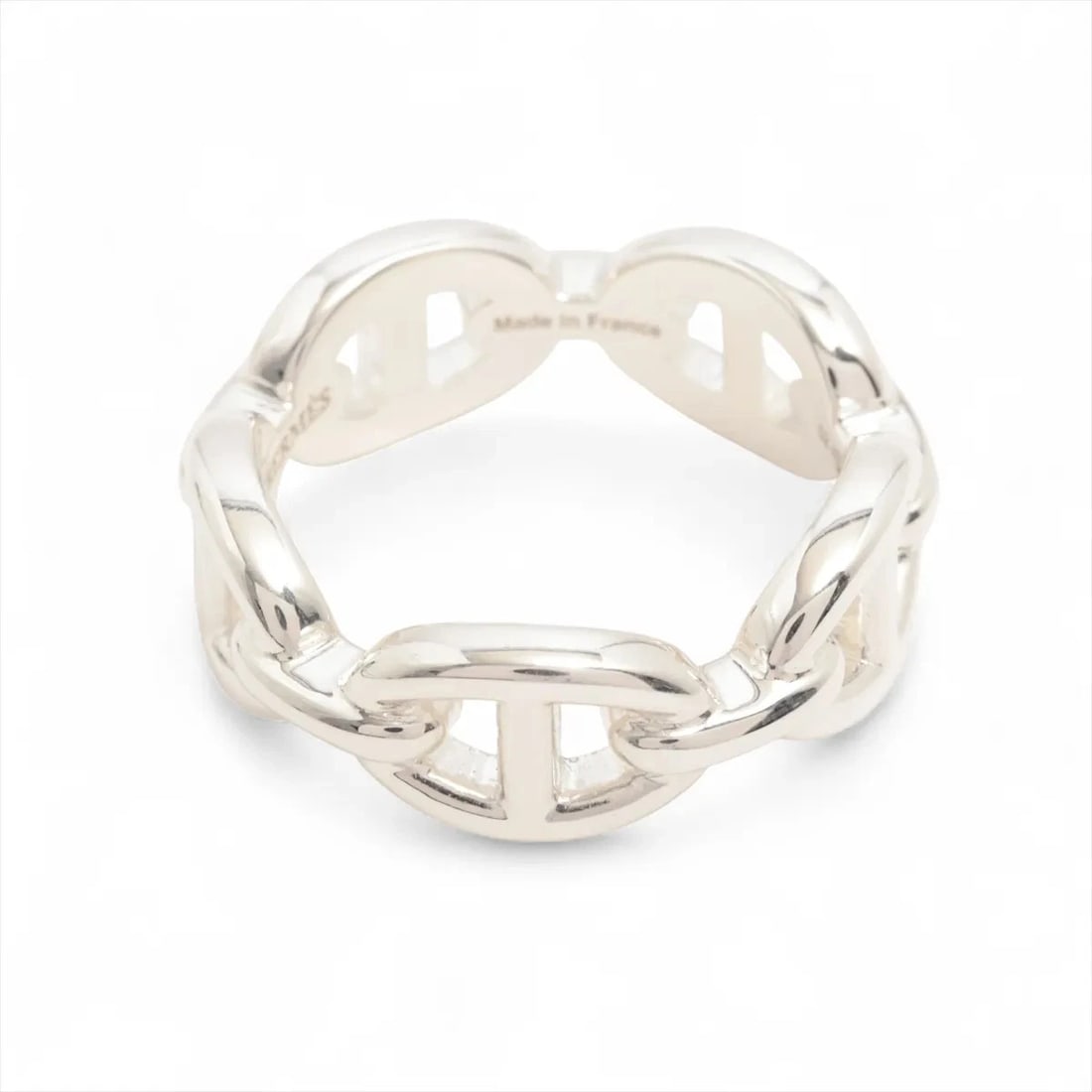 HERMES CHAINE D'ANCRE ENCHAINEE RING: Hermes Chaine d'Ancre Enchainee Ring Brand: Hermes Type/Style: Ring Material: 925, Color: Silver Size: 6 US Accessories: None Accessories Notice: When purchasing pre-owned goods, please refer