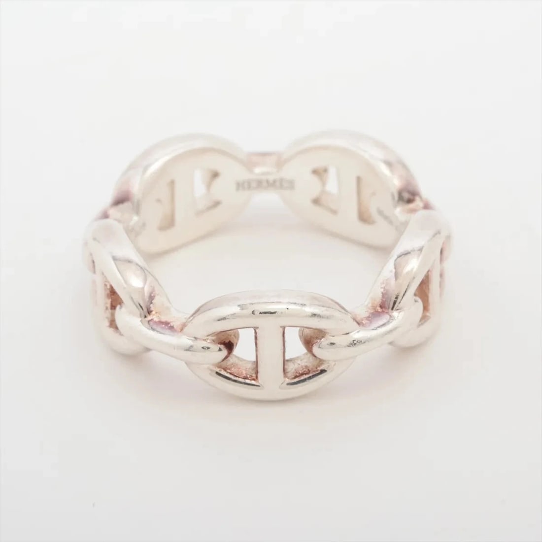 HERMES CHAINE D'ANCRE ENCHAINEE RING: Hermes Chaine d'Ancre Enchainee Ring Brand: Hermes Type/Style: Ring Material: 925, Color: Silver Size: 6 US Accessories: None Accessories Notice: When purchasing pre-owned goods, please refer