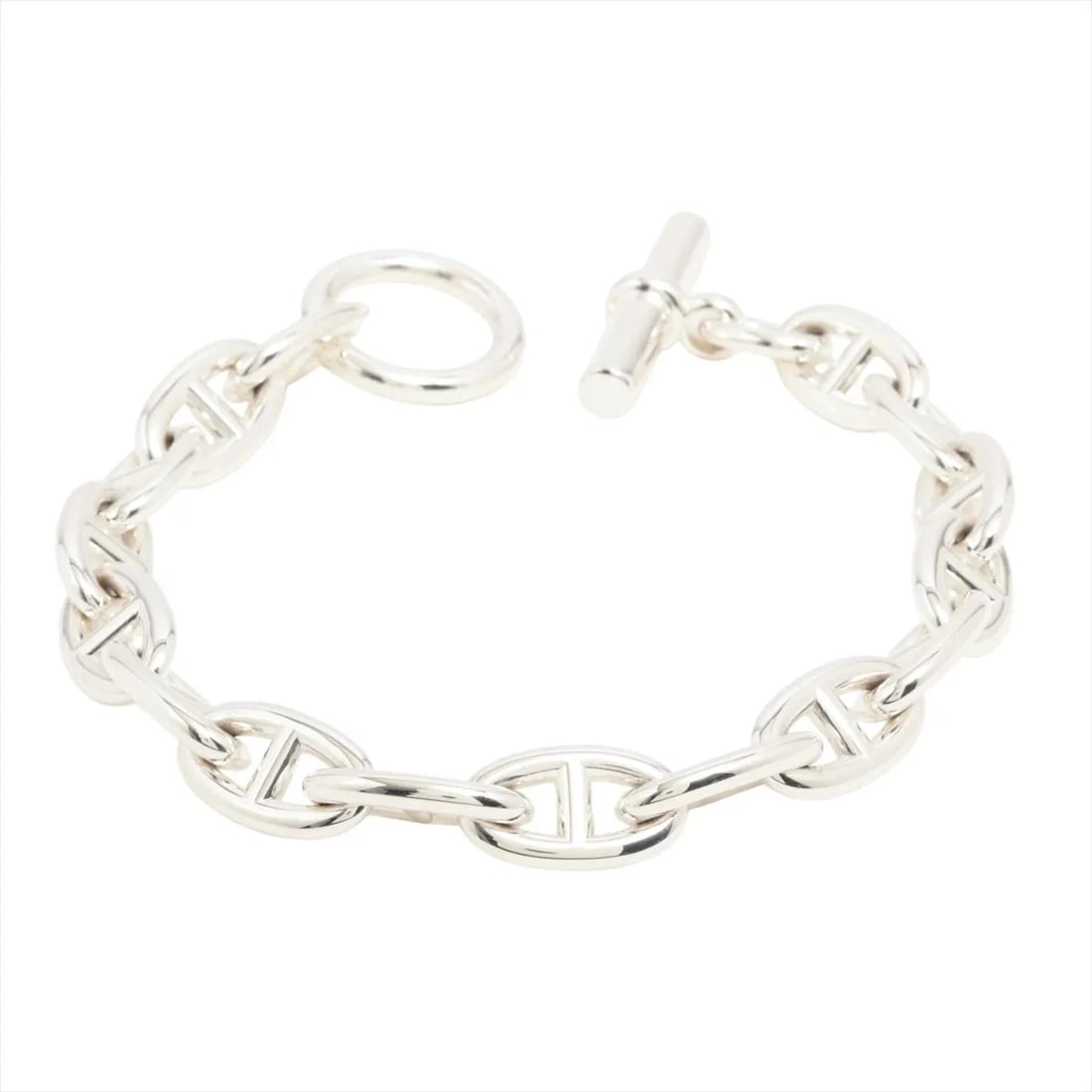 HERMES CHAINE D'ANCRE GM BRACELET: Hermes Chaine d'Ancre GM Bracelet Brand: Hermes Type/Style: Bracelet Material: 925, Color: Silver Size: Bracelet length:21.5 Accessories: None Accessories Notice: When purchasing pre-owned