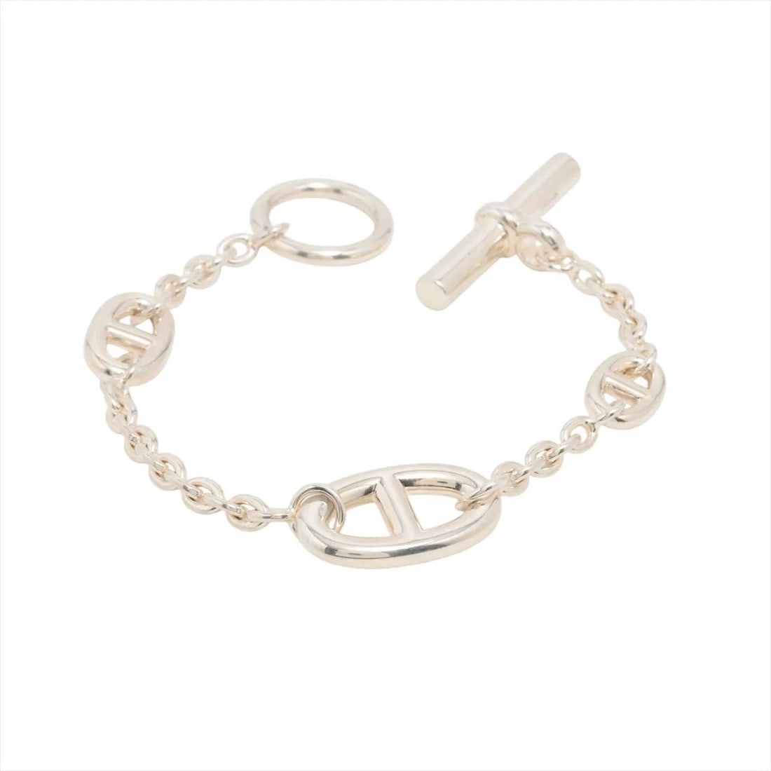 HERMES CHAINE D'ANCRE FARANDOLE BRACELET: Hermes Chaine d'Ancre Farandole Bracelet Brand: Hermes Type/Style: Bracelet Material: 925, Color: Silver Size: Bracelet length:14.5 Accessories: None Accessories Notice: When purchasing
