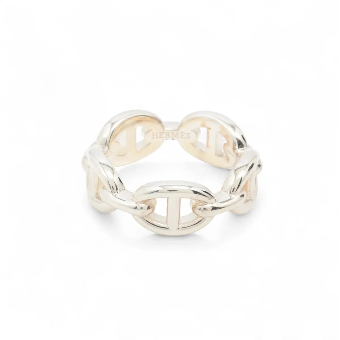 HERMES CHAINE D'ANCRE ENCHAINEE RING: Hermes Chaine d'Ancre Enchainee Ring Brand: Hermes Type/Style: Ring Material: 925, Color: Silver Size: 6.25 - 6.5 US Accessories: None Accessories Notice: When purchasing pre-owned goods,