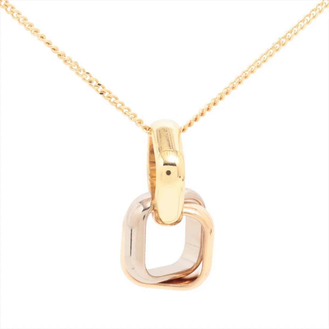 CARTIER TRINITY CUSHION NECKLACE 750: Cartier Trinity Cushion Necklace 750 Brand: Cartier Type/Style: Necklace Material: 750(YG×PG×WG), Color: Not Specified Size: Size(CM) Chain length:49.9 Accessories: None Accessories Notice: