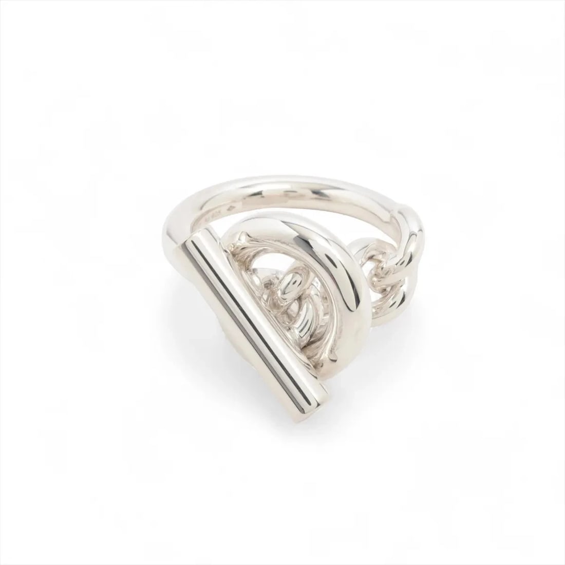 HERMES CROISET RING SILVER: Hermes Croiset Ring Silver Brand: Hermes Type/Style: Ring Material: 925, Color: Silver Size: 7.5 - 7.75 US Accessories: None Accessories Notice: When purchasing pre-owned goods, please ref