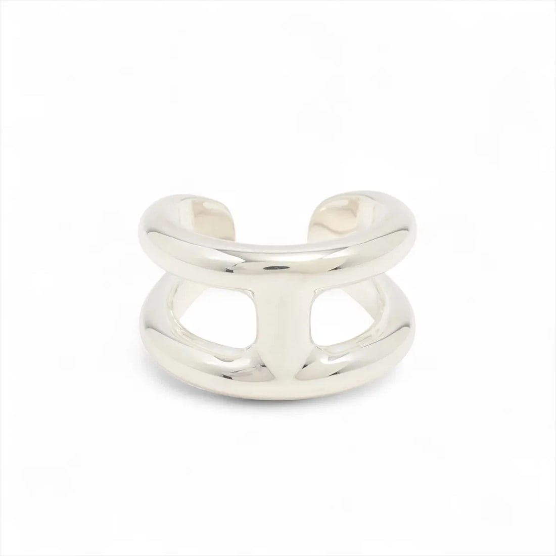 HERMES OSMOZ PM RING 925 SILVER: Hermes Osmoz PM Ring 925 Silver Brand: Hermes Type/Style: Ring Material: 925, Color: Silver Size: 6.75 - 7 US Accessories: None Accessories Notice: When purchasing pre-owned goods, please