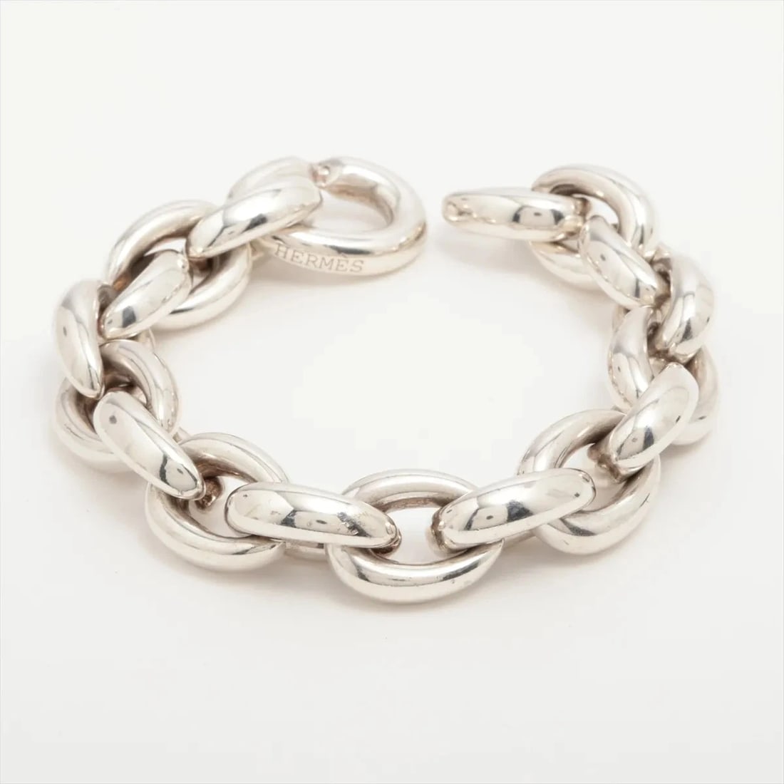HERMES ACROBAT GM BRACELET 925 SILVER: Hermes Acrobat GM Bracelet 925 Silver Brand: Hermes Type/Style: Bracelet Material: 925, Color: Silver Size: Bracelet length:18.5 Accessories: None Accessories Notice: When purchasing pre-o