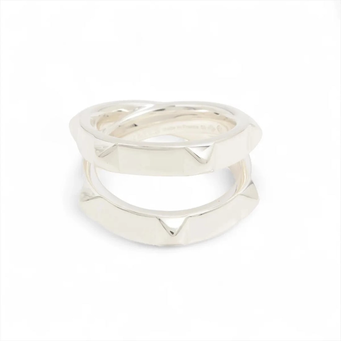 HERMES MINI CREW DOUBLE RING: Hermes mini crew double Ring Brand: Hermes Type/Style: Ring Material: 925, Color: Silver Size: 6.25 - 6.5 US Accessories: None Accessories Notice: When purchasing pre-owned goods, please r