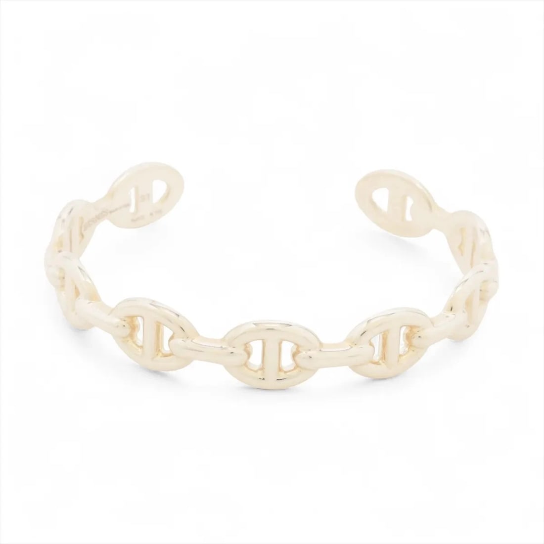 HERMES CHAINE D'ANCRE ENCHAINEE BANGLE: Hermes Chaine d'Ancre Enchainee Bangle Brand: Hermes Type/Style: Bracelet Material: 925, Color: Silver Size: Bracelet length:16 Accessories: None Accessories Notice: When purchasing pre-owned