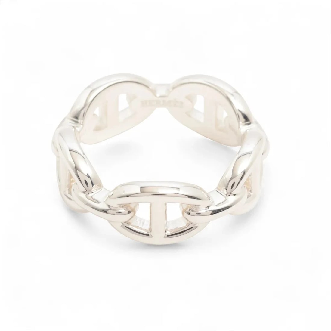HERMES CHAINE D'ANCRE ENCHAINEE RING: Hermes Chaine d'Ancre Enchainee Ring Brand: Hermes Type/Style: Ring Material: 925, Color: Silver Size: 6 US Accessories: None Accessories Notice: When purchasing pre-owned goods, please re