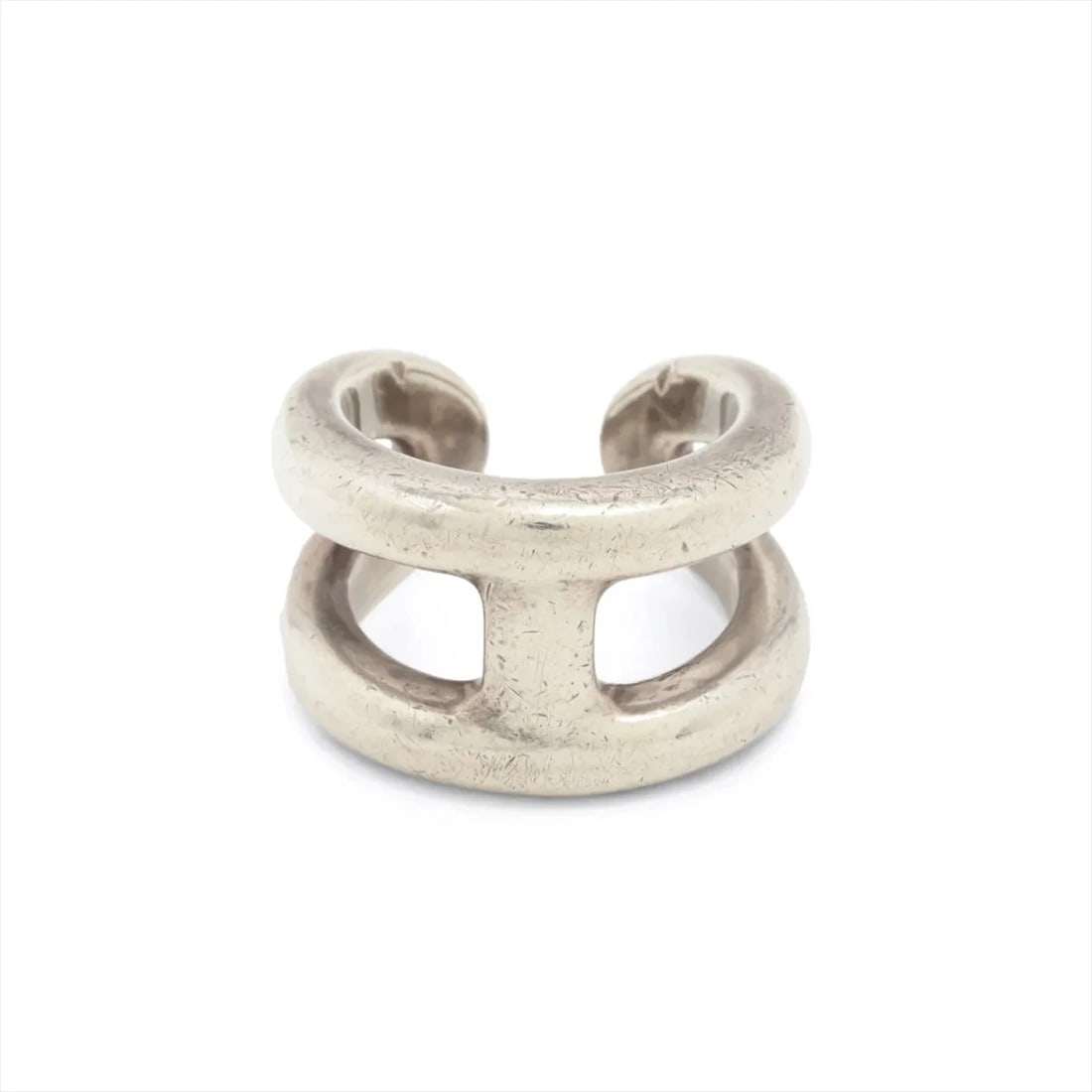 HERMES OSMOZ PM RING 925 SILVER: Hermes Osmoz PM Ring 925 Silver Brand: Hermes Type/Style: Ring Material: 925, Color: Silver Size: 4.75 - 5 US Accessories: None Accessories Notice: When purchasing pre-owned goods, please
