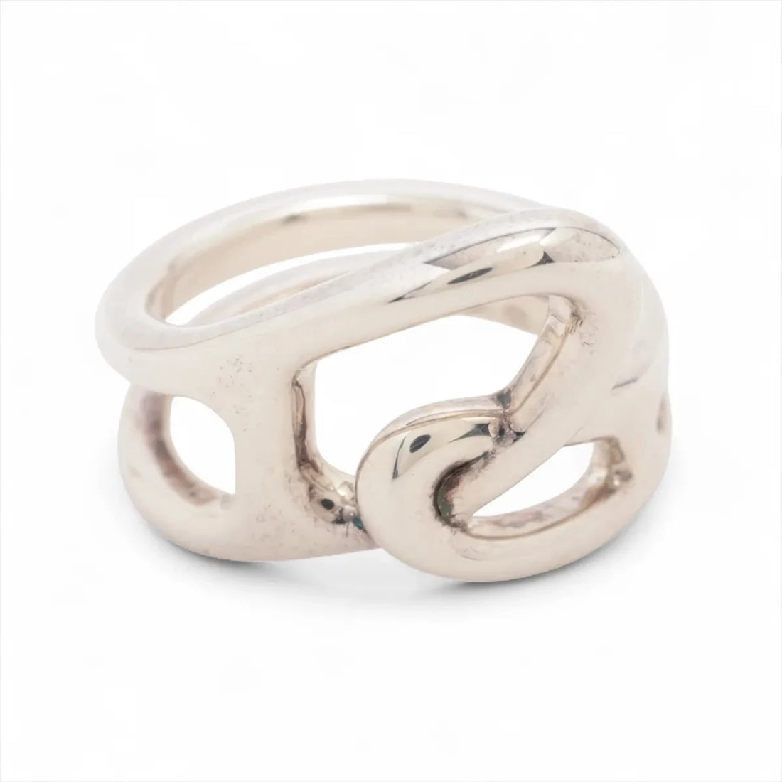 HERMES CHAINE D'ANCRE PUNKS RING: Hermes Chaine d'Ancre punks Ring Brand: Hermes Type/Style: Ring Material: 925, Color: Silver Size: 6.25 - 6.5 US Accessories: None Accessories Notice: When purchasing pre-owned goods, plea