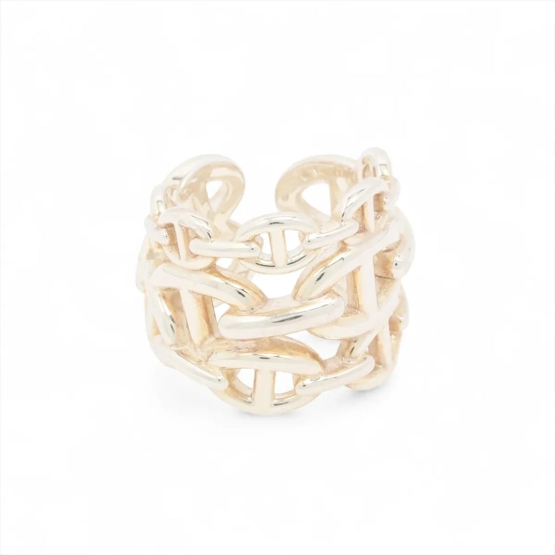 HERMES CHAINE D'ANCRE ENCHAINEE GM RING: Hermes Chaine d'Ancre Enchainee GM Ring Brand: Hermes Type/Style: Ring Material: 925, Color: Silver Size: 6.25 - 6.5 US Accessories: None Accessories Notice: When purchasing pre-owned good