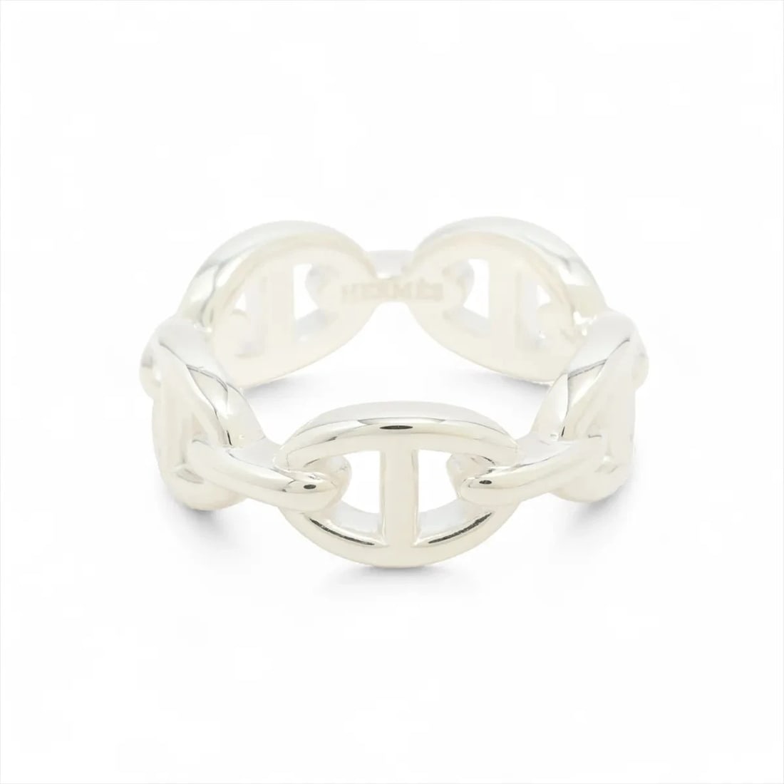HERMES CHAINE D'ANCRE ENCHAINEE RING: Hermes Chaine d'Ancre Enchainee Ring Brand: Hermes Type/Style: Ring Material: 925, Color: Silver Size: 6 US Accessories: None Accessories Notice: When purchasing pre-owned goods, please refer
