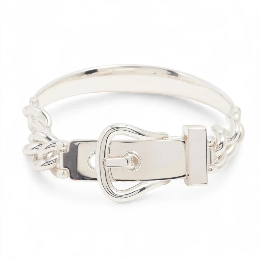 HERMES BOUCLES SERIE UNFLEXIBLES BRACELET SILVER: Hermes Boucles Serie unflexibles Bracelet Silver Brand: Hermes Type/Style: Bracelet Material: 925, Color: Silver Size: Bracelet length:14.5 Accessories: None Accessories Notice: When