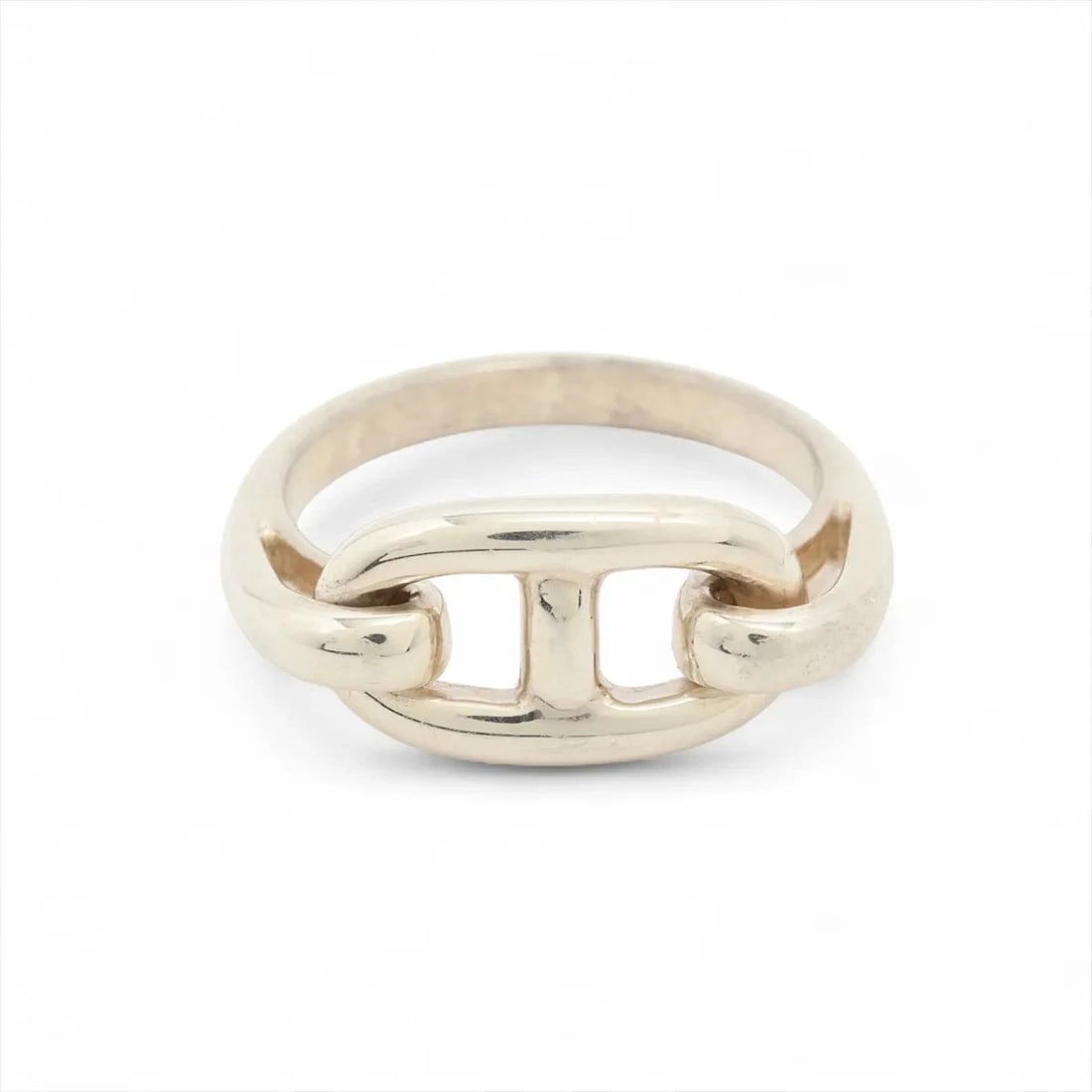 HERMES CHAINE D'ANCRE RING: Hermes Chaine d'Ancre Ring Brand: Hermes Type/Style: Ring Material: 925, Color: Silver Size: 5.25 US Accessories: None Accessories Notice: When purchasing pre-owned goods, please refer to