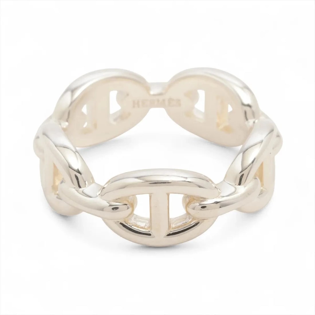 HERMES CHAINE D'ANCRE ENCHAINEE RING: Hermes Chaine d'Ancre Enchainee Ring Brand: Hermes Type/Style: Ring Material: 925, Color: Silver Size: 6 US Accessories: None Accessories Notice: When purchasing pre-owned goods, please refer