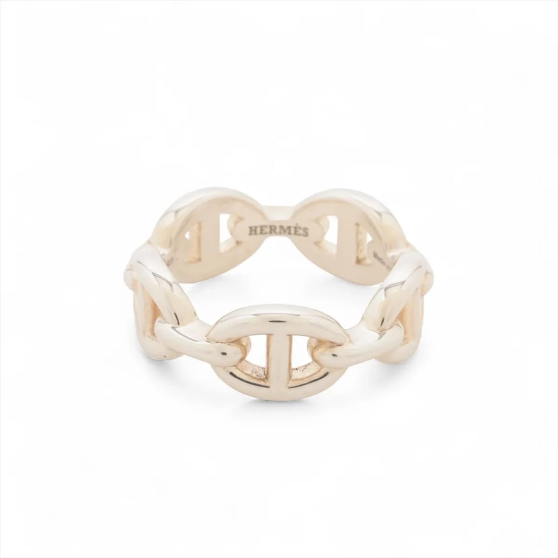 HERMES CHAINE D'ANCRE ENCHAINEE RING: Hermes Chaine d'Ancre Enchainee Ring Brand: Hermes Type/Style: Ring Material: 925, Color: Silver Size: 6.25 - 6.5 US Accessories: None Accessories Notice: When purchasing pre-owned goods,