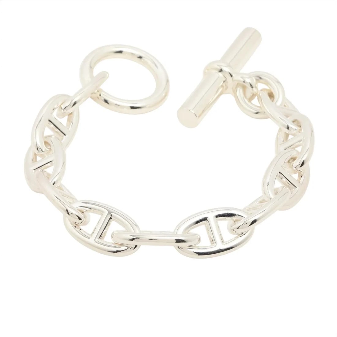 HERMES CHAINE D'ANCRE GM BRACELET: Hermes Chaine d'Ancre GM Bracelet Brand: Hermes Type/Style: Bracelet Material: 925, Color: Silver Size: Bracelet length:14 Accessories: None Accessories Notice: When purchasing pre-owned