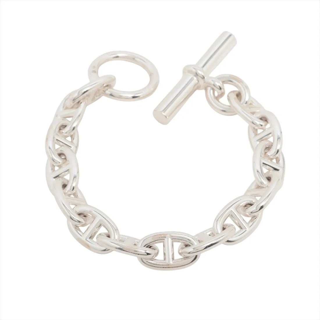 HERMES CHAINE D'ANCRE MM BRACELET: Hermes Chaine d'Ancre MM Bracelet Brand: Hermes Type/Style: Bracelet Material: 925, Color: Silver Size: Bracelet length:15 Accessories: None Accessories Notice: When purchasing pre-owned