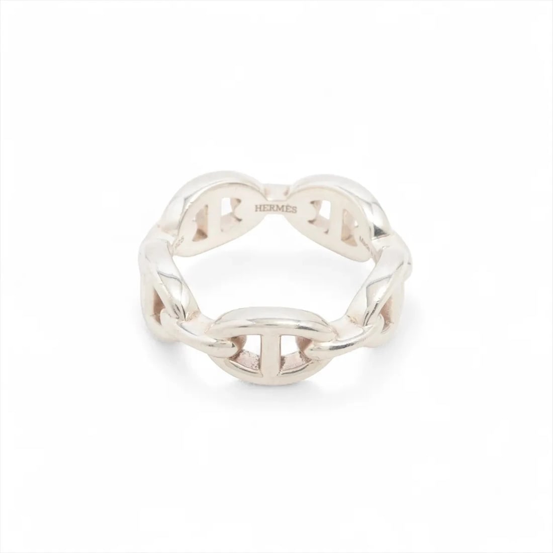 HERMES CHAINE D'ANCRE ENCHAINEE RING: Hermes Chaine d'Ancre Enchainee Ring Brand: Hermes Type/Style: Ring Material: 925, Color: Silver Size: 6.75 - 7 US Accessories: None Accessories Notice: When purchasing pre-owned goods,