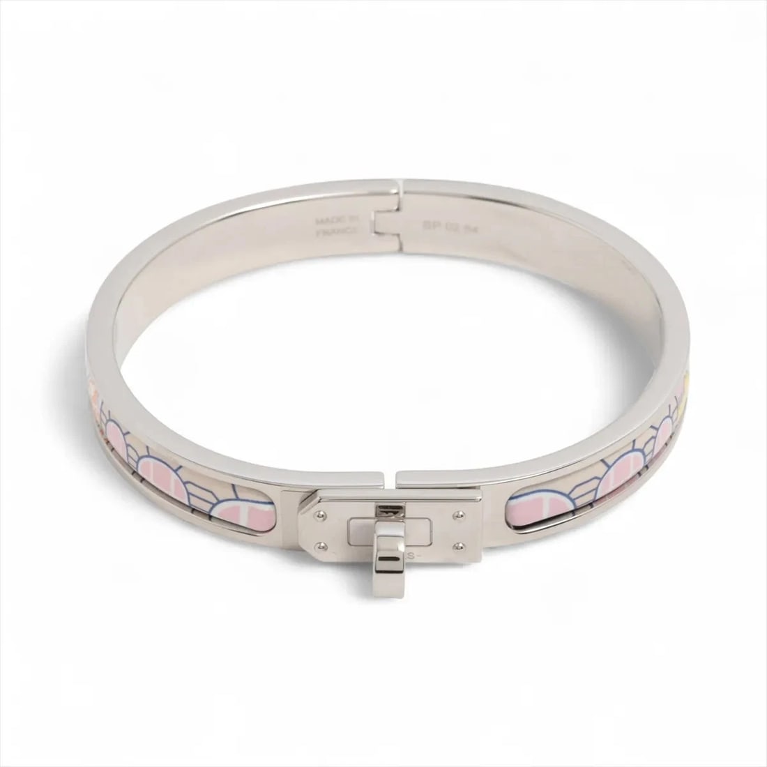 HERMES MINICLICK KELLY BANGLE GP×ENAMEL SILVER: Hermes Miniclick Kelly Bangle GP×Enamel Silver Brand: Hermes Type/Style: Bracelet Material: GP×Enamel, Color: Silver×Pink Size: Bracelet length:15.5 Accessories: None Accessories Notice: W