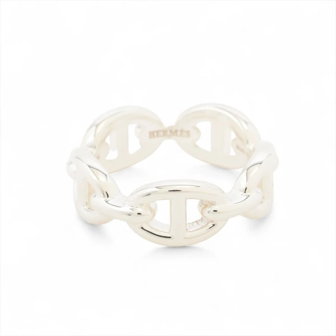 HERMES CHAINE D'ANCRE ENCHAINEE RING: Hermes Chaine d'Ancre Enchainee Ring Brand: Hermes Type/Style: Ring Material: 925, Color: Silver Size: 6 US Accessories: None Accessories Notice: When purchasing pre-owned goods, please refer