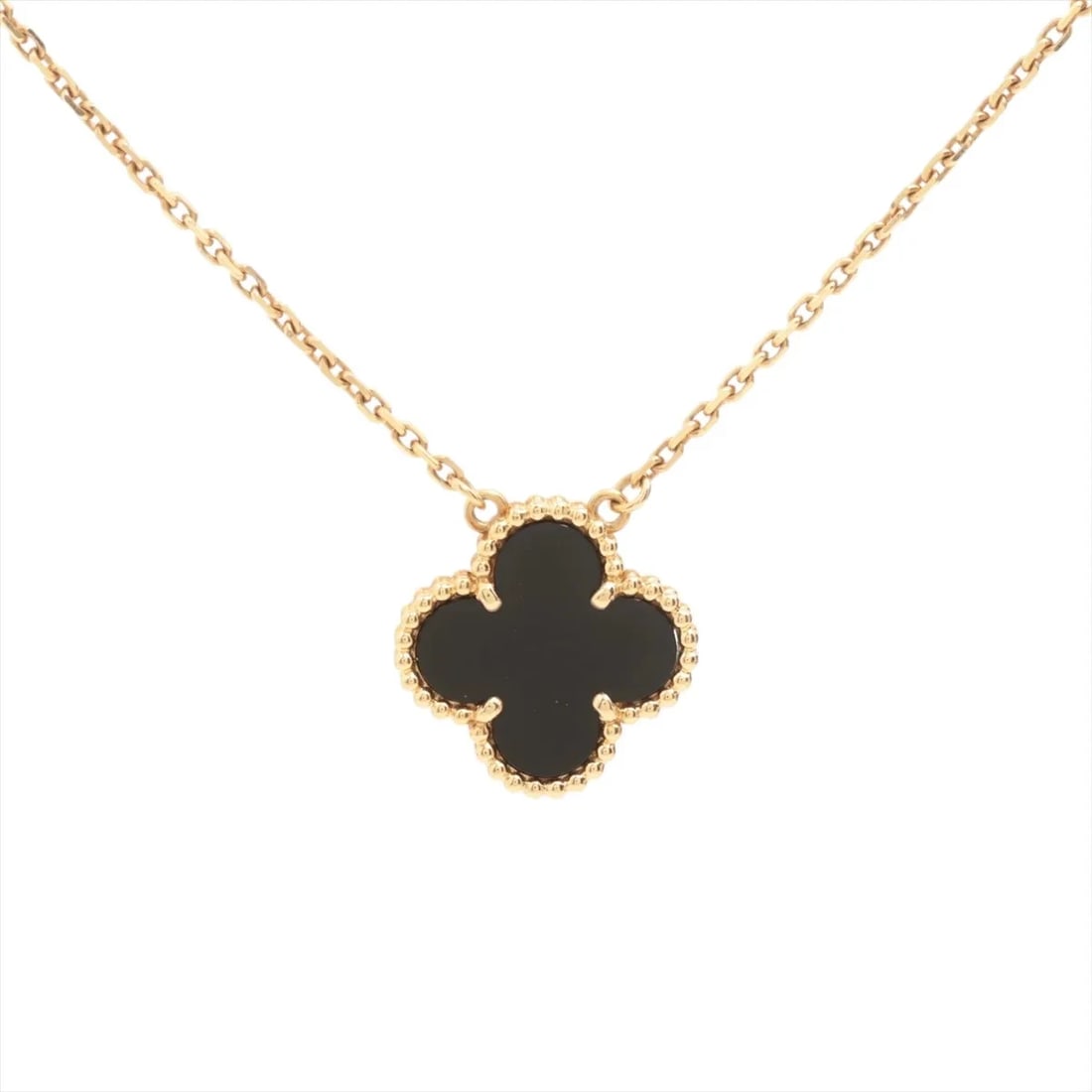 VAN CLEEF & ARPELS VINTAGE ALHAMBRA ONYX NECKLACE: Van Cleef & Arpels Vintage Alhambra Onyx Necklace Brand: Van Cleef & Arpels Type/Style: Necklace Material: 750(YG), Color: Not Specified Size: Size(CM) Chain length:42.5 Accessories: None