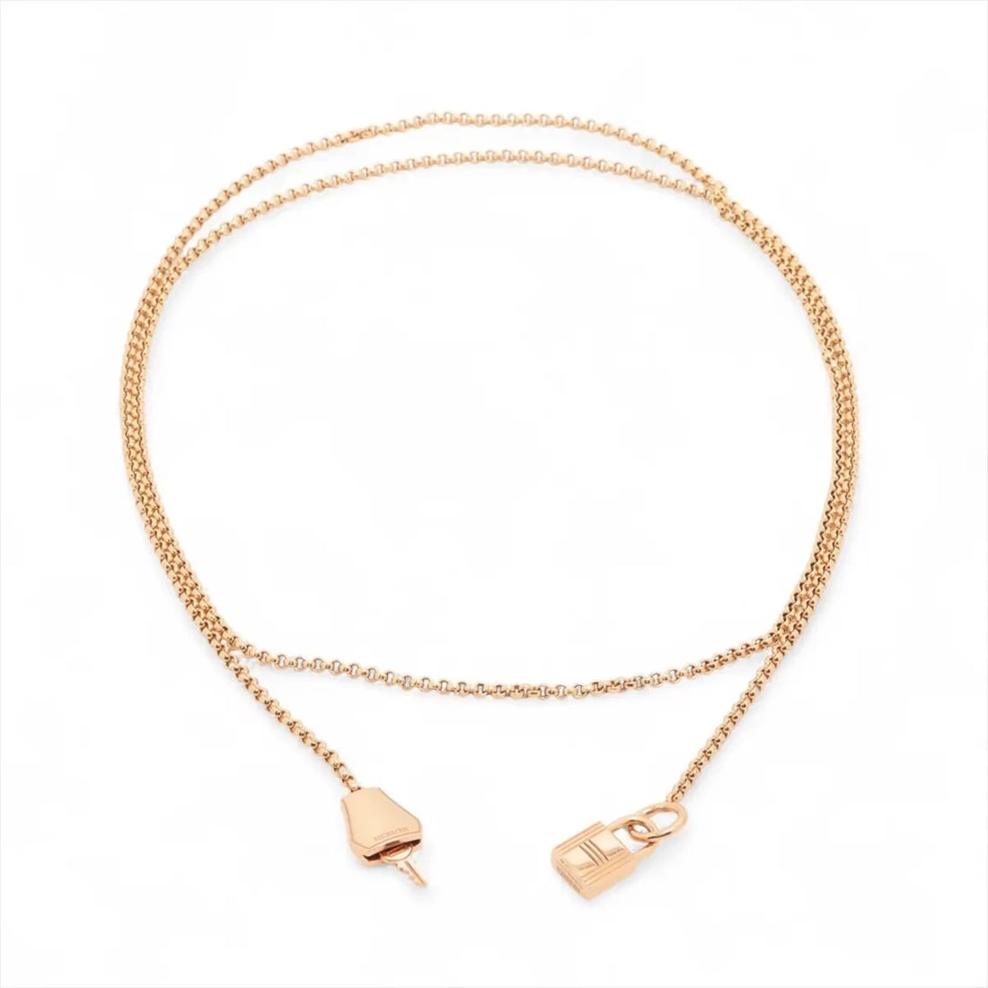 HERMES CADENA LOCK NECKLACE 750: Hermes Cadena lock Necklace 750 Brand: Hermes Type/Style: Necklace Material: 750(PG), Color: Not Specified Size: Size(CM) Chain length:105.9 Accessories: None Accessories Notice: When