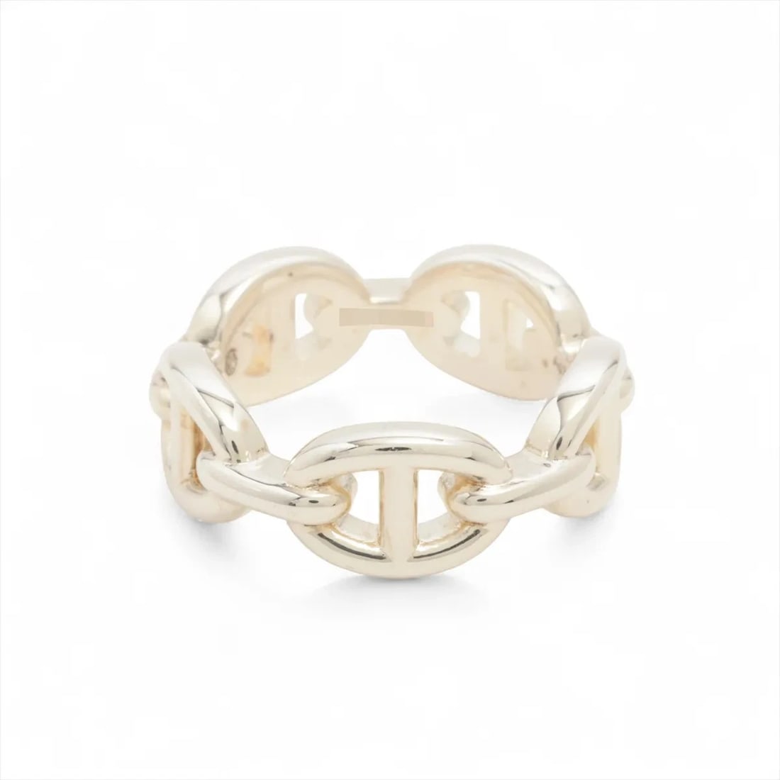 HERMES CHAINE D'ANCRE ENCHAINEE RING: Hermes Chaine d'Ancre Enchainee Ring Brand: Hermes Type/Style: Ring Material: 925, Color: Silver Size: 5.5 - 5.75 US Accessories: None Accessories Notice: When purchasing pre-owned goods,