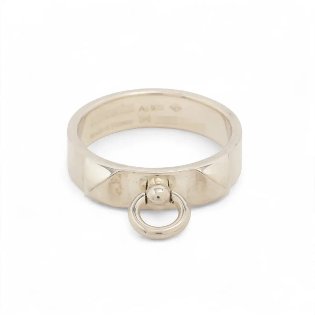 HERMES COLLIER DE CHIEN RING: Hermes Collier de Chien Ring Brand: Hermes Type/Style: Ring Material: 925, Color: Silver Size: 6.75 - 7 US Accessories: None Accessories Notice: When purchasing pre-owned goods, please ref