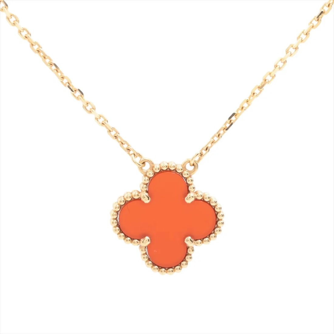 VAN CLEEF & ARPELS VINTAGE ALHAMBRA CARNELIAN NECKLACE: Van Cleef & Arpels Vintage Alhambra Carnelian Necklace Brand: Van Cleef & Arpels Type/Style: Necklace Material: None, Color: Not Specified Size: Chain length:46.4 Accessories: None