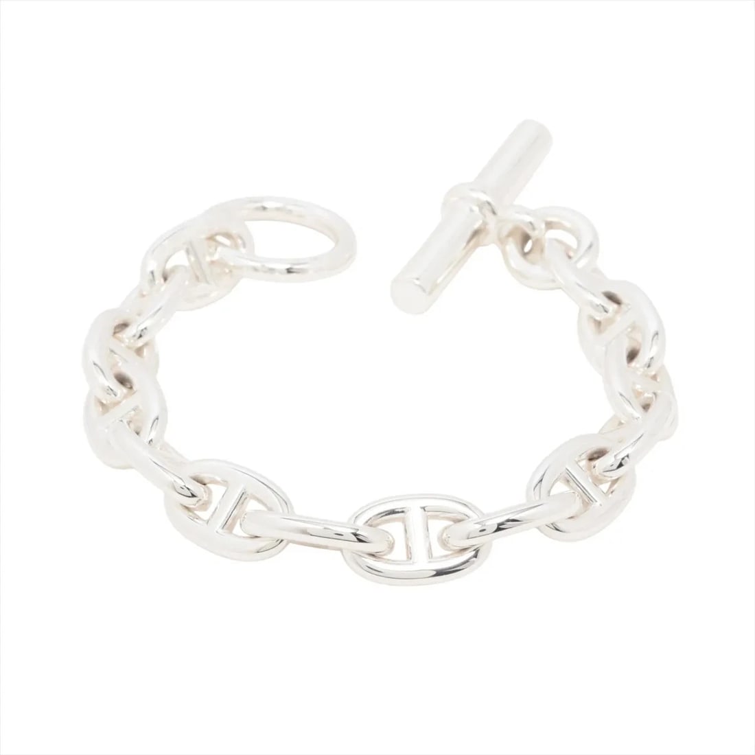 HERMES CHAINE D'ANCRE MM BRACELET: Hermes Chaine d'Ancre MM Bracelet Brand: Hermes Type/Style: Bracelet Material: 925, Color: Silver Size: Bracelet length:14.5 Accessories: None Accessories Notice: When purchasing pre-owned
