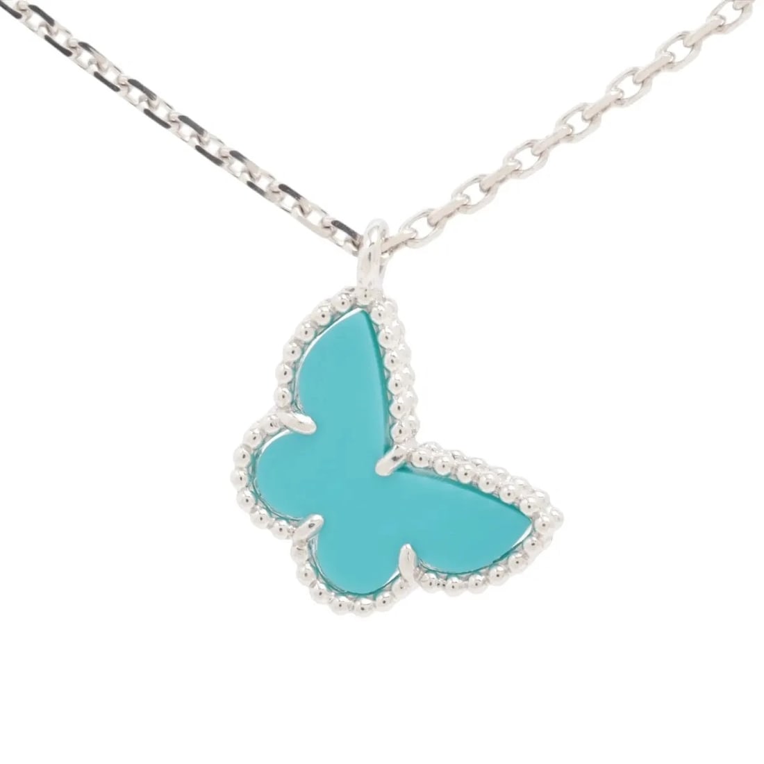 VAN CLEEF & ARPELS SWEET ALHAMBRA PAPILLON TURQUOISE NECKLACE: Van Cleef & Arpels Sweet Alhambra Papillon Turquoise Necklace Brand: Van Cleef & Arpels Type/Style: Necklace Material: None, Color: Not Specified Size: Chain length:40.2 Accessories: None
