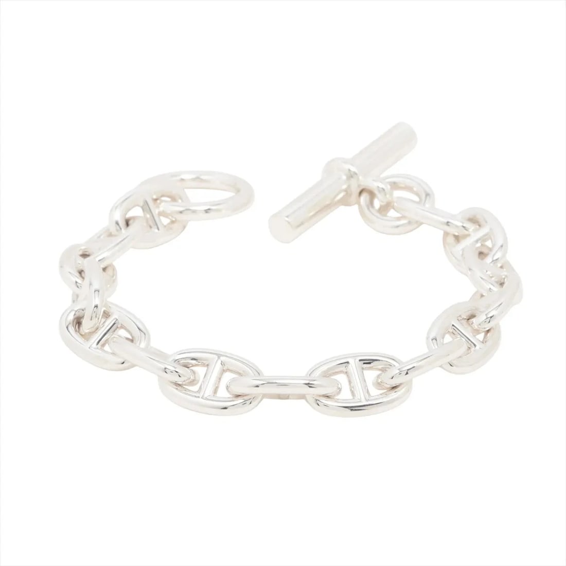 HERMES CHAINE D'ANCRE MM BRACELET: Hermes Chaine d'Ancre MM Bracelet Brand: Hermes Type/Style: Bracelet Material: 925, Color: Silver Size: Bracelet length:19 Accessories: None Accessories Notice: When purchasing pre-owned