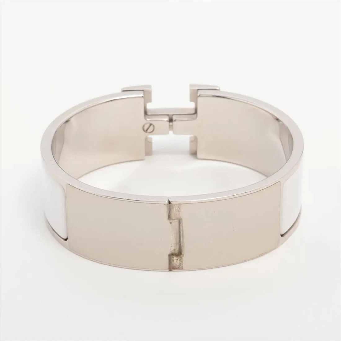 HERMES CLICK CRACK H LARGE BANGLE GP SILVER - 2